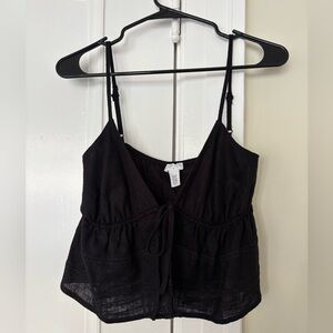 Black tie-front tank